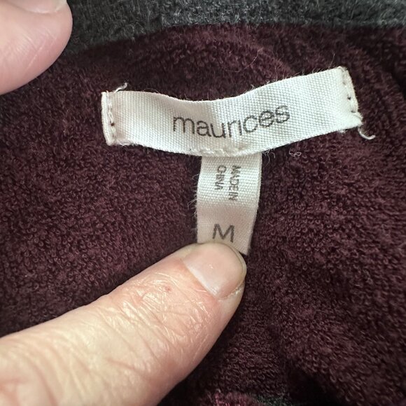 Maurices Womens Button-Detail Mock Neck Sweater Medium Gray & Burgundy Long Slee - Picture 4 of 16